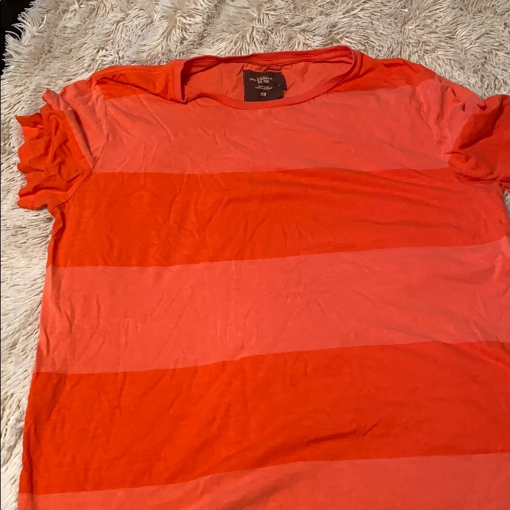 H&M orange/peach striped tee